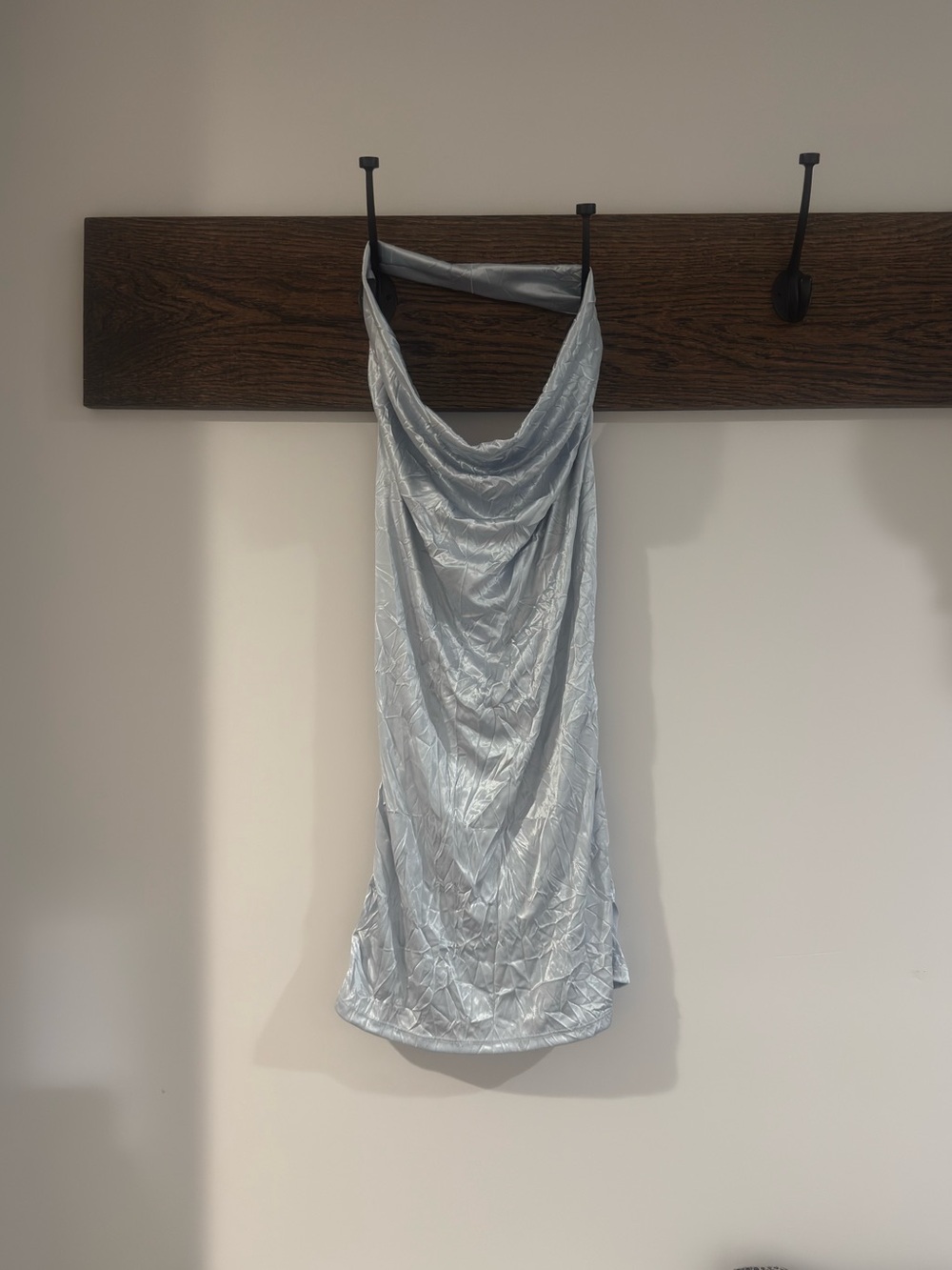 COOLWEAR Vintage 2000s Y2k Baby Blue Satin Cowl Neck Halter Tank | Size Medium